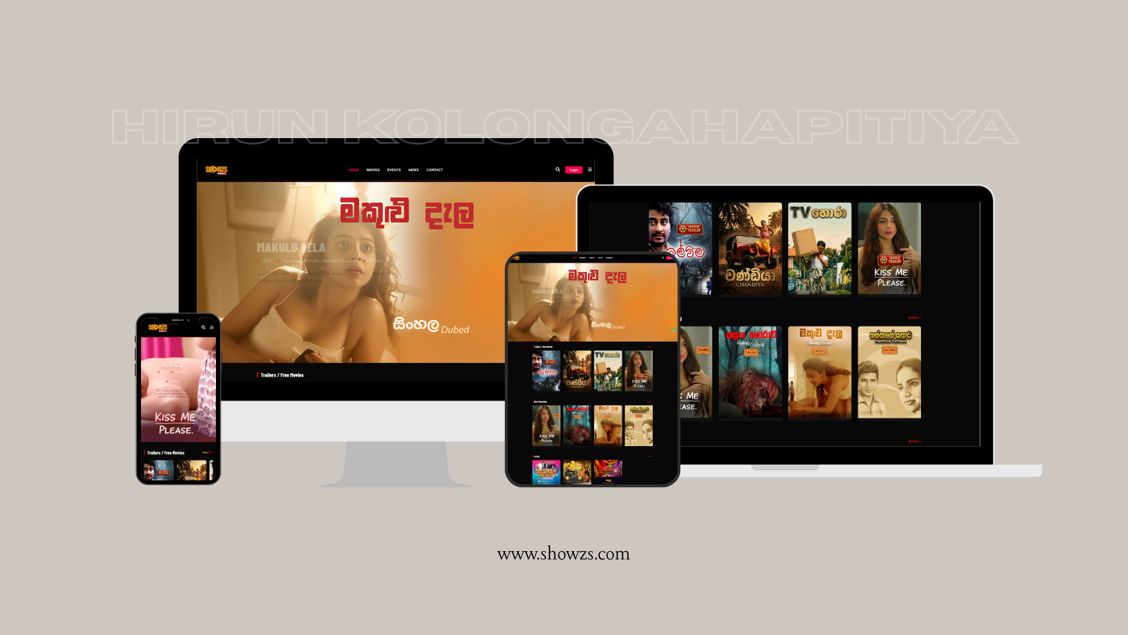 SHOWZS home page showcasing live streaming and movie options